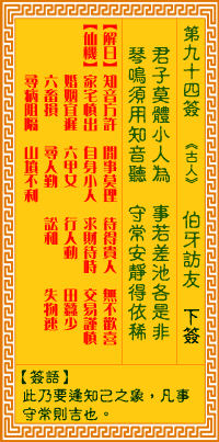 觀音靈簽94簽解簽 觀音靈簽第94簽在線解簽