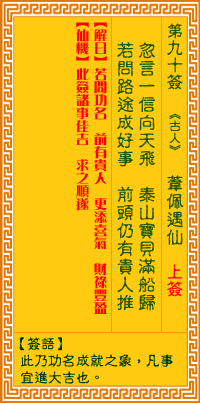 觀音靈簽90簽解簽 觀音靈簽第90簽在線解簽