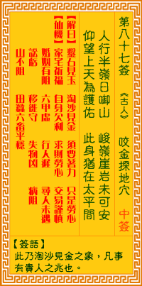 觀音靈簽87簽解簽 觀音靈簽第87簽在線解簽