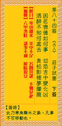觀音靈簽84簽解簽 觀音靈簽第84簽在線解簽